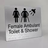 female ambulant toilet shower braille sign
